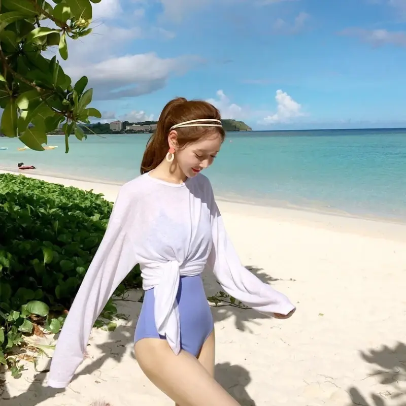 Long Sleeve T-shirts Women Loose Summer Sun-proof Korean Version See Through Thin Tops Leisure Sexy Chic Female Holiday Street