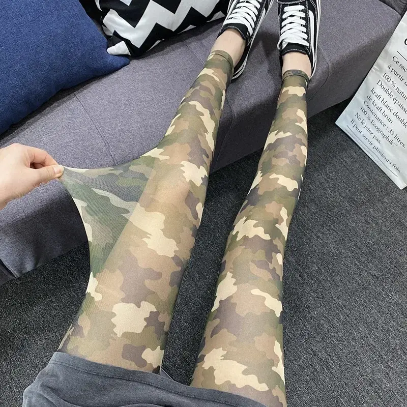 Summer Thin Mesh Leggings Big Stretch Sexy Transparent Women's Pants Cool Breathable Silk Slip Trousers Sexy Girl
