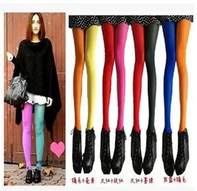 1pcs 2color AB stitched velvet pantyhose asymmetrical candy girl leggings,Opaque Solid Women's Stocking Tights HighLeggings