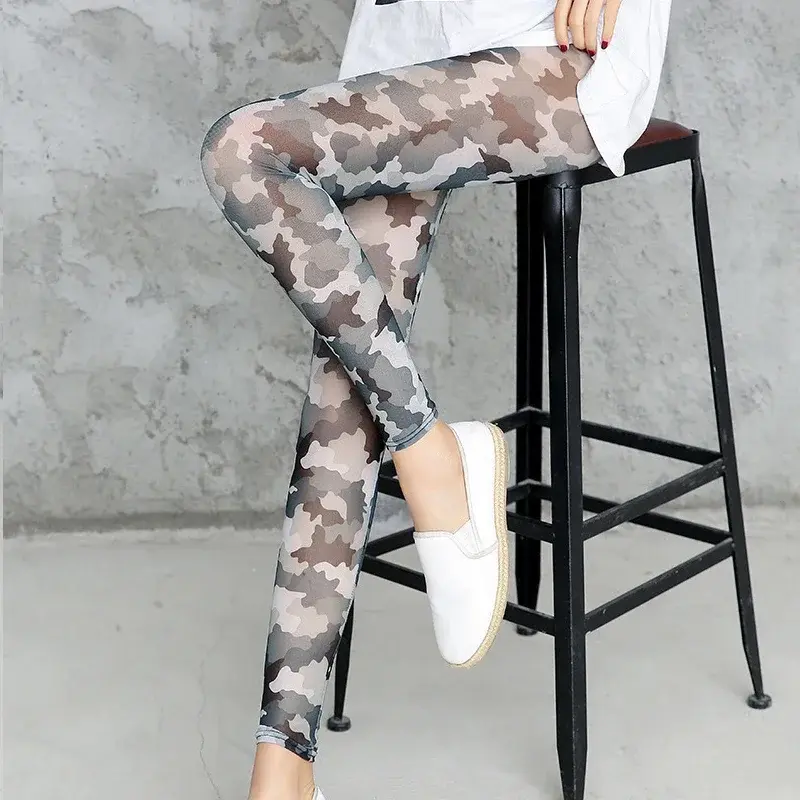Summer Thin Mesh Leggings Big Stretch Sexy Transparent Women's Pants Cool Breathable Silk Slip Trousers Sexy Girl