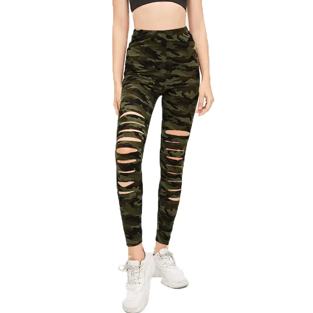 Women's Stretch Pants Spring Fashion Sexy Camouflage Faux Denim Leggings Casual Skinny Daily Long Breathable Cropped Pants