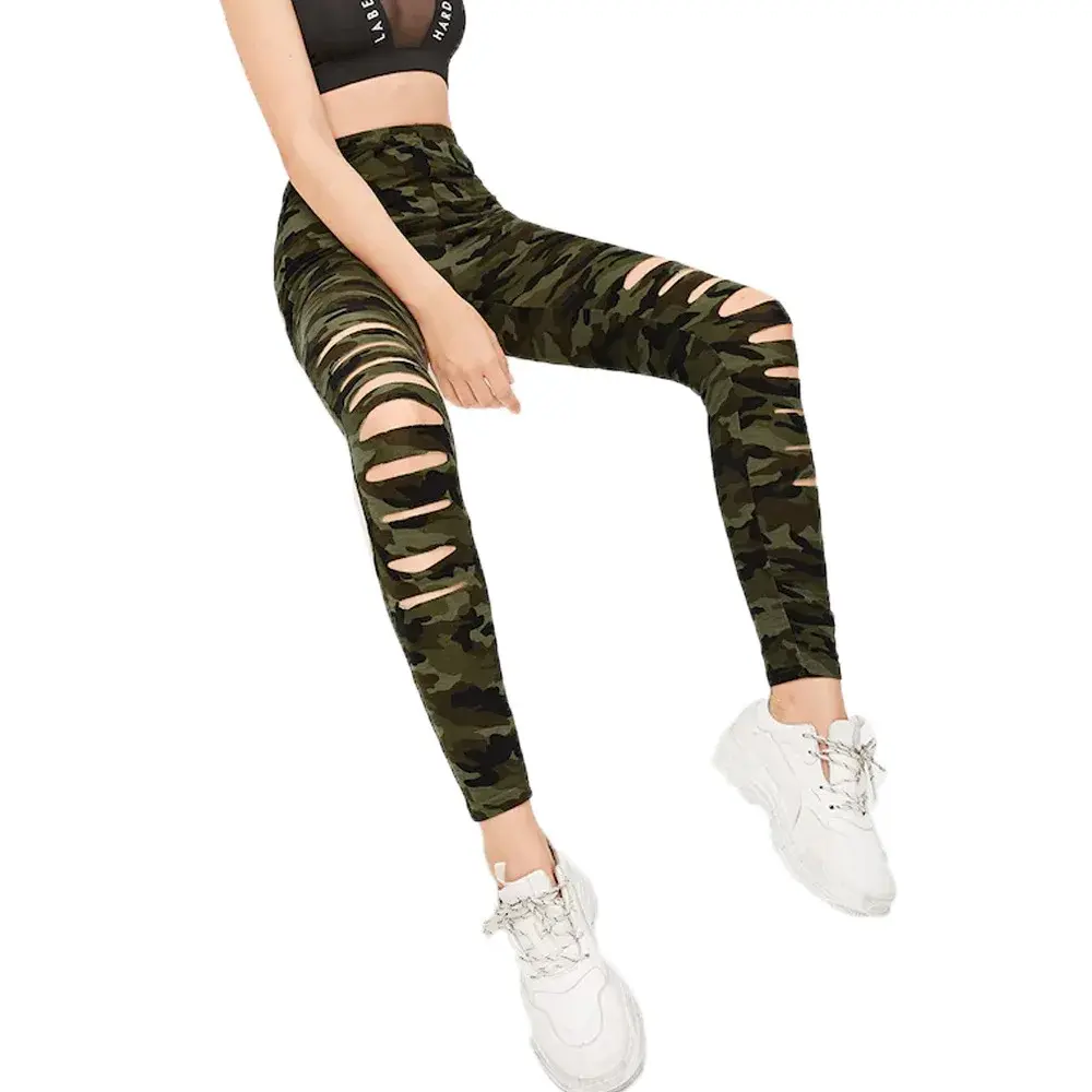 Women's Stretch Pants Spring Fashion Sexy Camouflage Faux Denim Leggings Casual Skinny Daily Long Breathable Cropped Pants