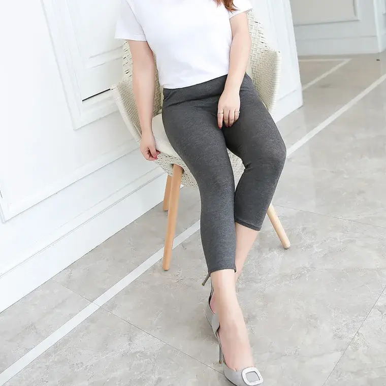 Women's Plus Size Modal Capri Leggings,Soft and Stretchy Cropped Legging 3/4 Length Pants Women High Waist Leggings Fitness