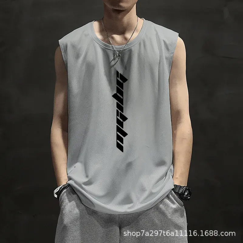 Summer Fitness Sports Tank Top Men's Breathable Loose Fit Training Sleeveless T-shirt Quick Drying vest male Fitness Clothing5XL