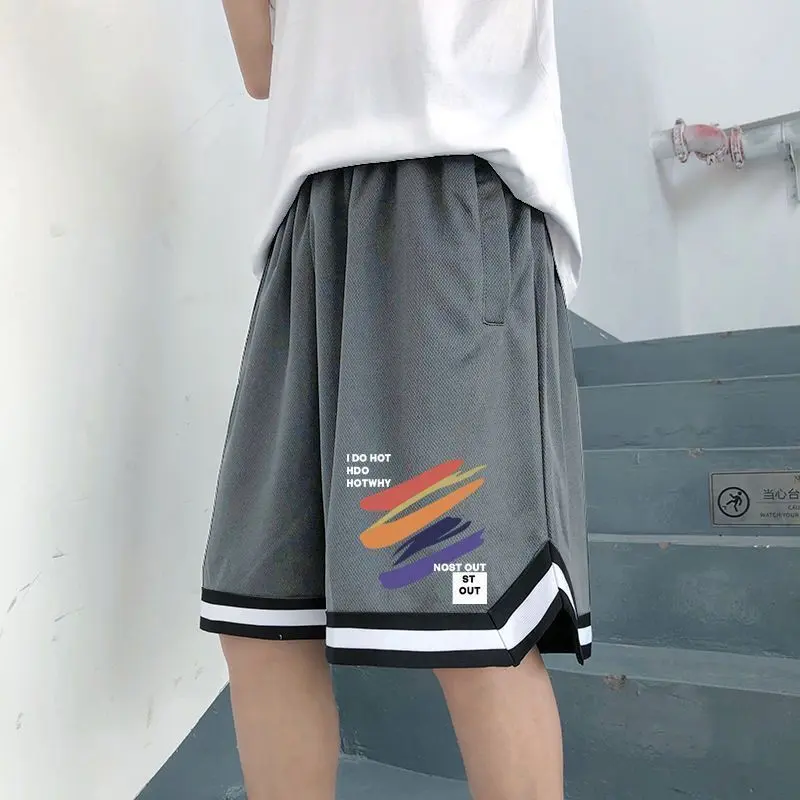 Men's Fitness Sport Shorts Quick Dry Breathable Summer Running Training Basketball 5 Point Pants Street Hip Hop Loose Gym Shorts