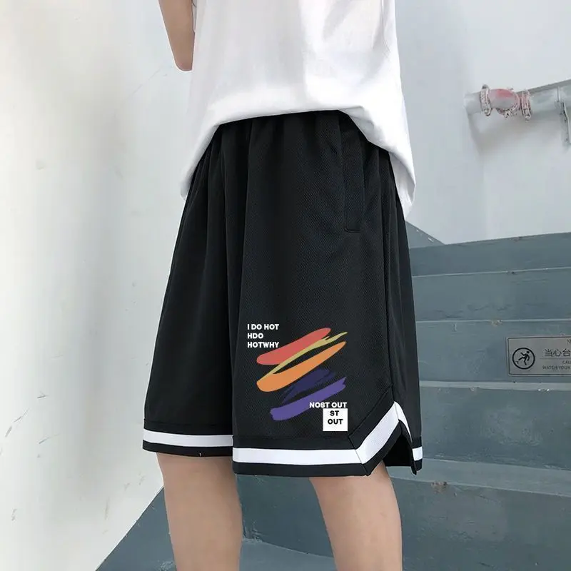 Men's Fitness Sport Shorts Quick Dry Breathable Summer Running Training Basketball 5 Point Pants Street Hip Hop Loose Gym Shorts