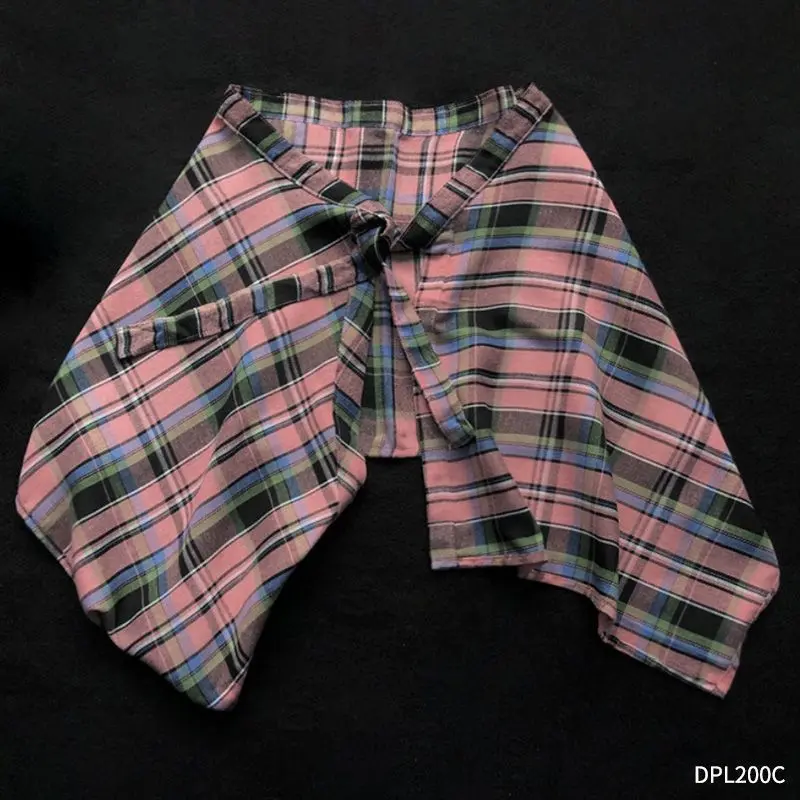 New Retro Plaid Women's Half Skirt One-piece Interior American Style Hot Girl Half-length Belted Korean Style Asymmetric Skirt