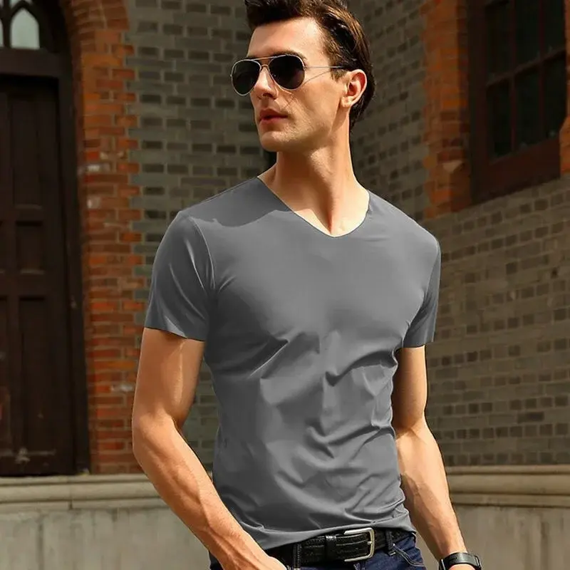 Men's Sheer Undershirts Man Ice Silk Mesh See Through Basics Shirts Sexy Fitness Bodybuilding Underwear,My Body My Choice