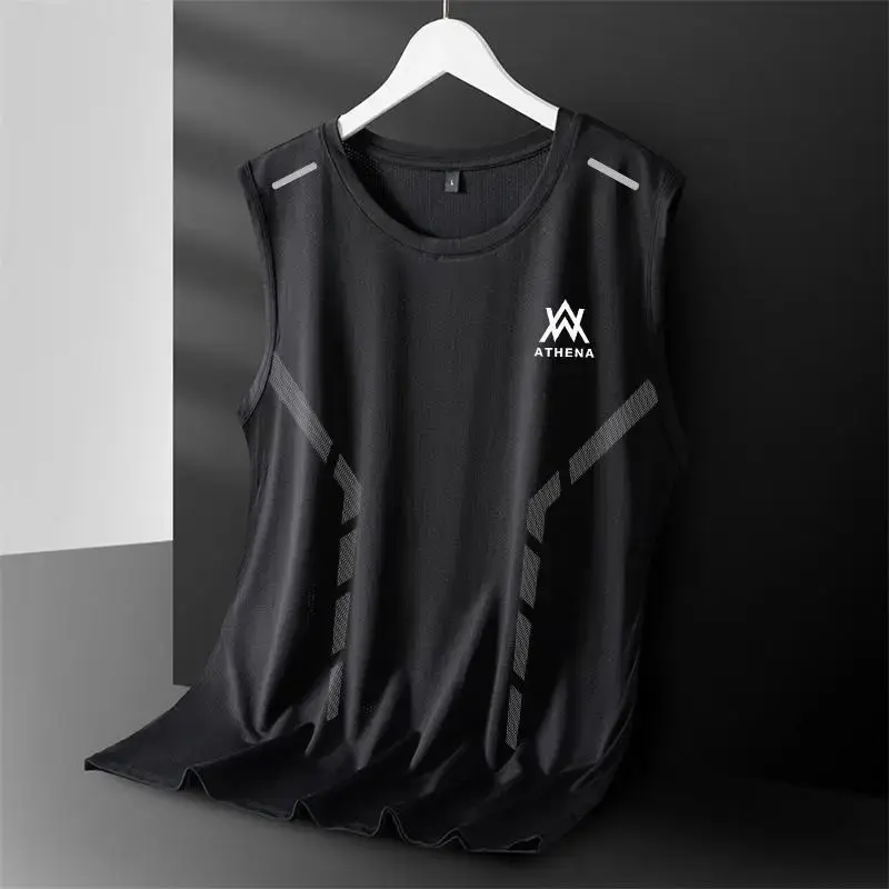 Summer Marathon Quick Dry Sports Tank Top Men's Sleeveless Tank Top Running Training Basketball Loose Fit Tank Top Gym Clothing
