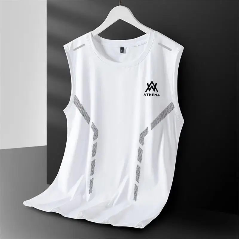 Summer Marathon Quick Dry Sports Tank Top Men's Sleeveless Tank Top Running Training Basketball Loose Fit Tank Top Gym Clothing