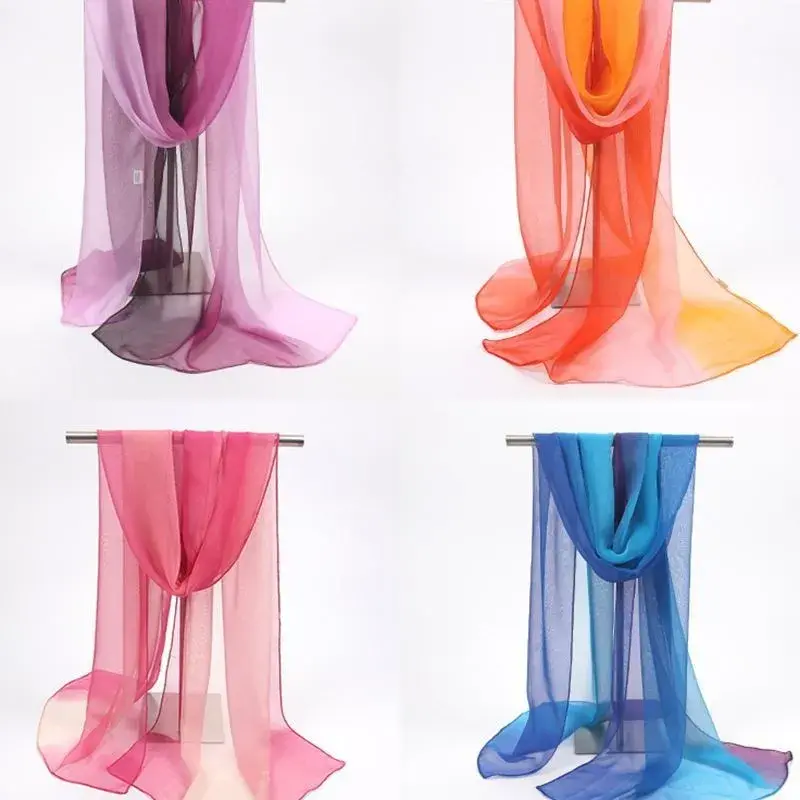 Scarf Portable Women Chiffon Scarves Gradient Color Washable Chiffon Scarf Long Wrap Shawl For Daily Wear 50*160cm