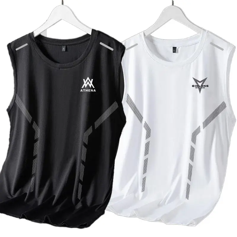 Summer Marathon Quick Dry Sports Tank Top Men's Sleeveless Tank Top Running Training Basketball Loose Fit Tank Top Gym Clothing