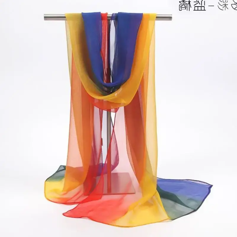 Scarf Portable Women Chiffon Scarves Gradient Color Washable Chiffon Scarf Long Wrap Shawl For Daily Wear 50*160cm