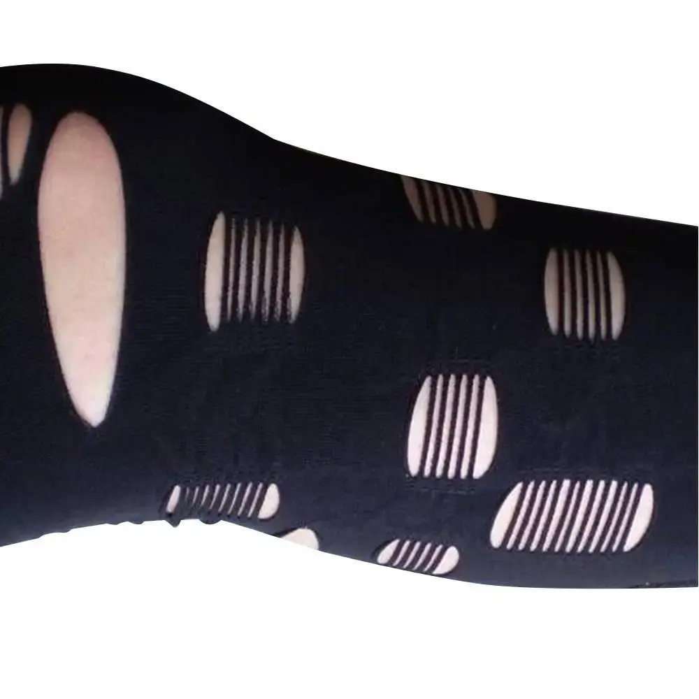 2024 Fashion Sexy Ripped Leggings Black Stripe Hollow Out Hole Women Leggings Pencil Pants Through Pants Legging Sets for Women