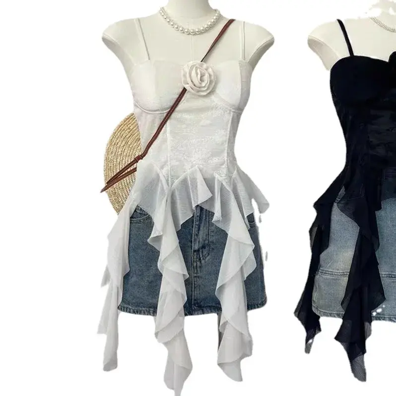 Summer Sexy Off-Shoulder Lace Women Crop Top 2025 Casual Strapless Halter Streetwear Fashion Club Party Lady Tank Top