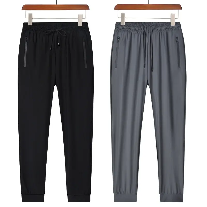 2PCS New Ice Silk Breathable Men's Sports Pants Quick Drying Sweat-absorbing Comfortable Cool High Quality Outdoor Pants for Men