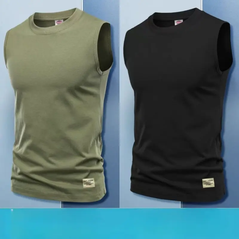 2 Pack Men's Loose Solid Round Neck Tank Tops,Casual Streetwear Sleeveless Top for Summer,Fashion Men's Clothing for Daily Wear