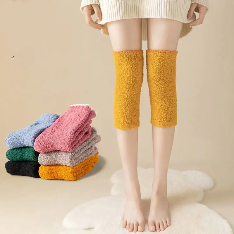 1 Pair Winter Coral Velvet Warm Knee Pads Protective Gear Women Old Men Kneepad Support Winter Running Knee Protector