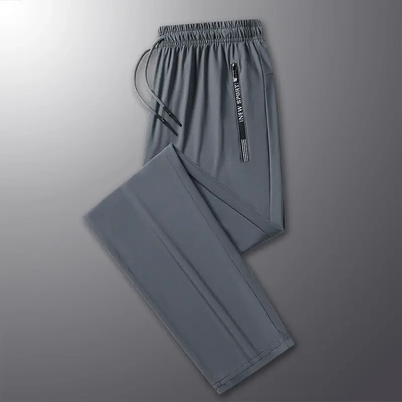 Men's Ice Silk Quick Drying Long Pants Summer Thin Breathable Loose Fitting Outdoor Running Sports Fitness Straight Leg Pants