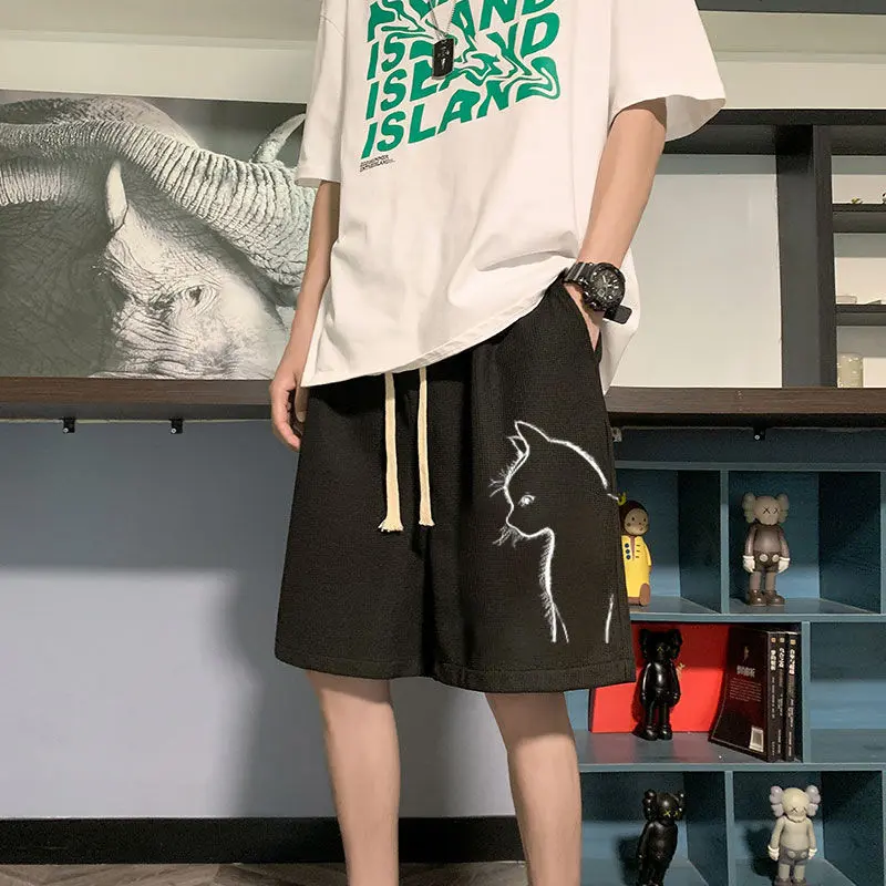 Casual Shorts Men's Summer New Trendy Brand Large Size Loose Korean Version Thin Sports American Five-point Sweatpants