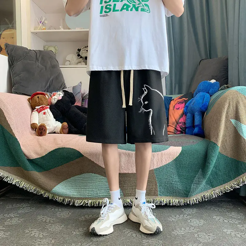 Casual Shorts Men's Summer New Trendy Brand Large Size Loose Korean Version Thin Sports American Five-point Sweatpants