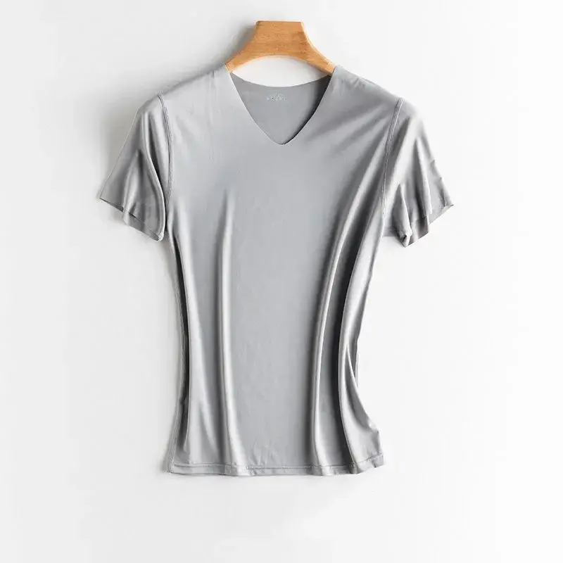 New Men's Summer Ice Silk T-shirt Sweatshirt Round Neck Simple Running Fitness Suit Thin Breathable Quick Drying T Singlet Men