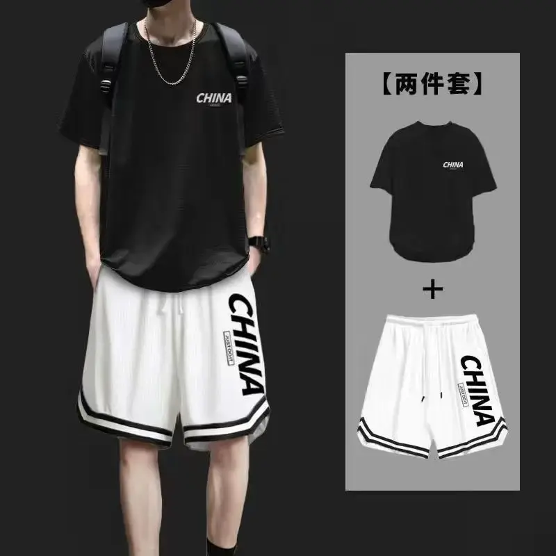 Summer Quick-drying Youth Set,Men Short Sleeve T-shirt,Casual Shorts Sports Two-piece Set,Cool Men Clothing Trend Sweatshirts