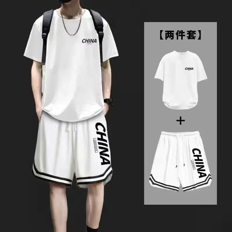 Summer Quick-drying Youth Set,Men Short Sleeve T-shirt,Casual Shorts Sports Two-piece Set,Cool Men Clothing Trend Sweatshirts