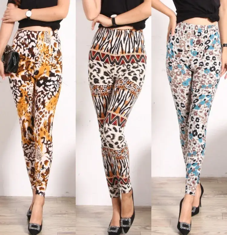 Spring and Fall Ladies Fashion Milk Silk Camouflage Printed Pants with Tight Leggings High Stretch Slim Nine-point Pants