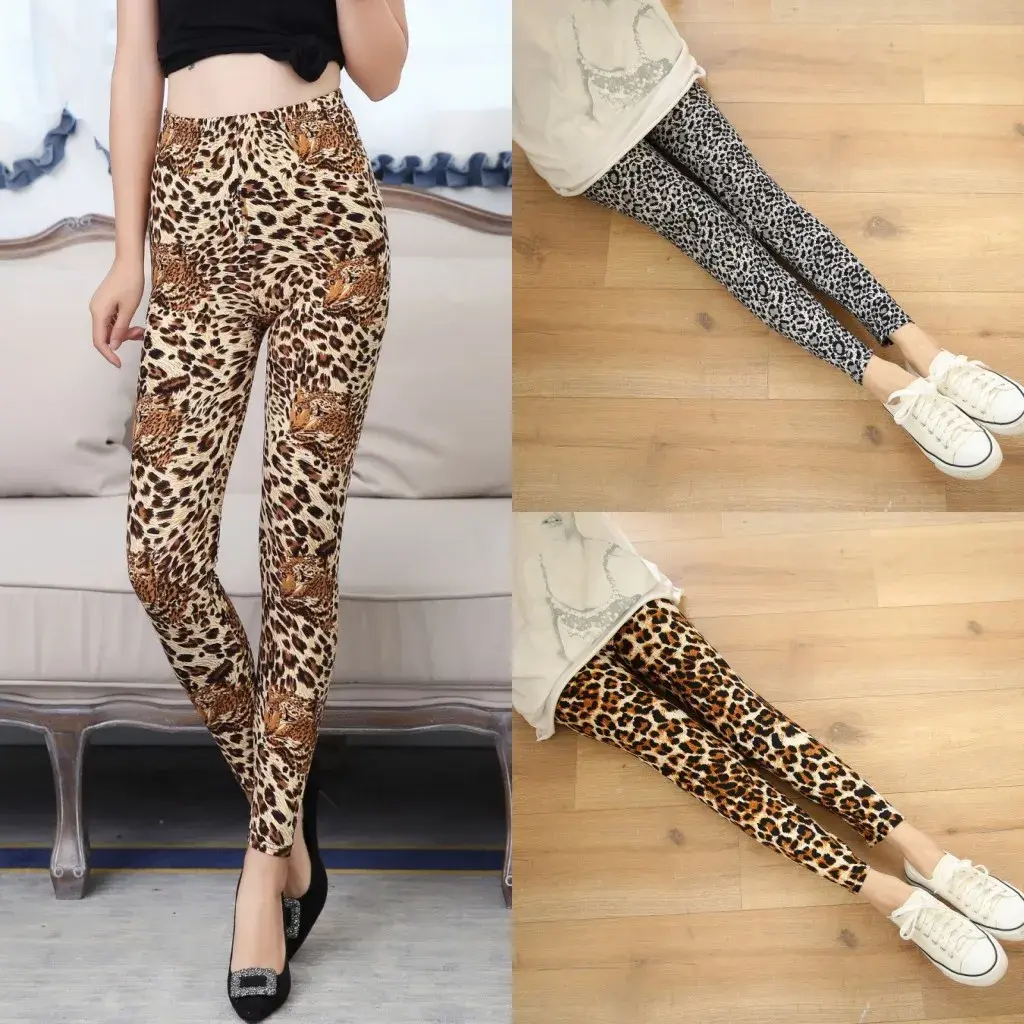 Spring and Fall Ladies Fashion Milk Silk Camouflage Printed Pants with Tight Leggings High Stretch Slim Nine-point Pants