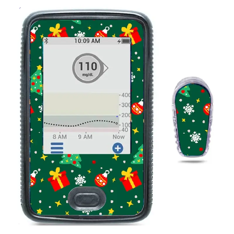Dexcom G6 Christmas Theme  precut  Adhesive Patches transmitter sticker , 1 Pack. Split Backing