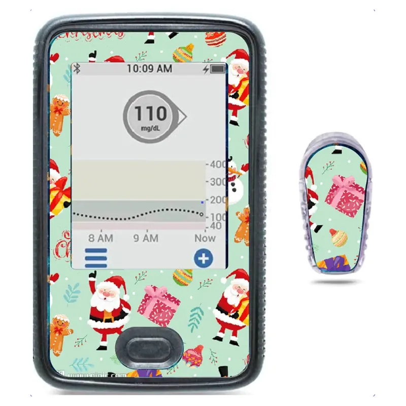 Dexcom G6 Christmas Theme  precut  Adhesive Patches transmitter sticker , 1 Pack. Split Backing