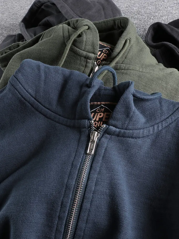 Autumn Winter New Cardigan Hoodies for Men's Fashion Long Sleeved Hooded Thickened Velvet Plus Heavyweight Casual Sweatshirts