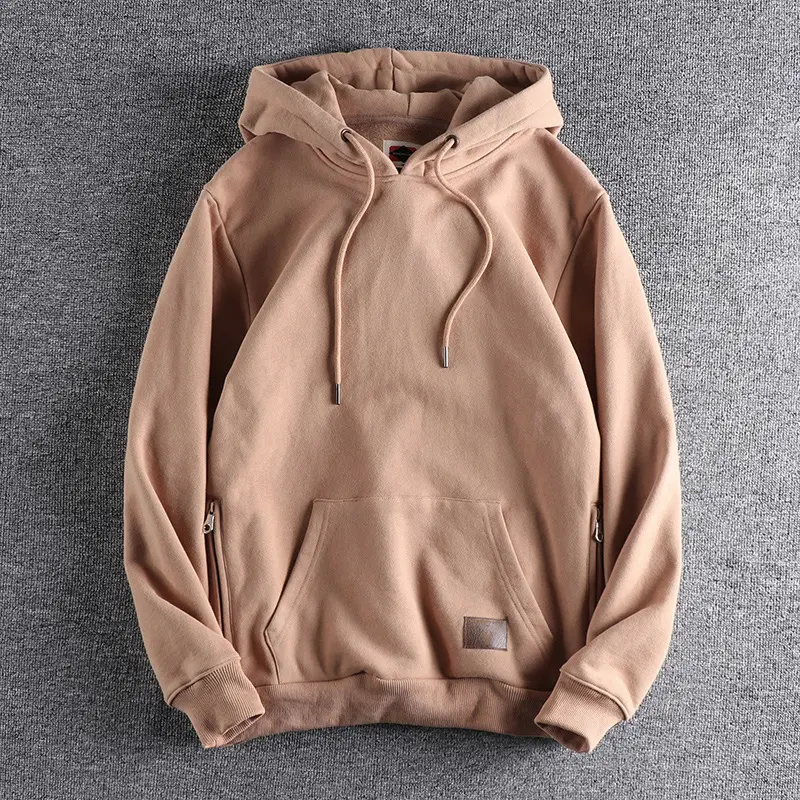 Autumn Winter American Retro Heavyweight Velvet Hooded Hoodies Men's Fashion Pure Cotton Thick Loose Pullover Youth Sweatshirt