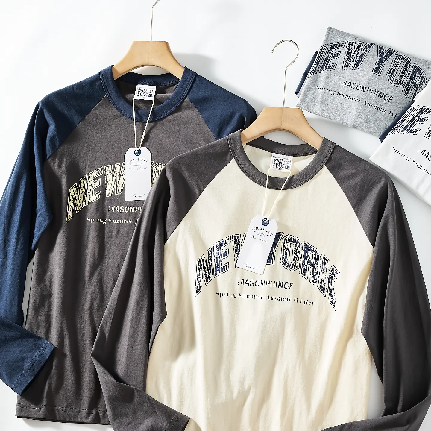 2026 Spring New American Retro Long-sleeved O-neck Letter Printed T-shirt Men's Fashion 100% Cotton Washed Casual Youth Tops