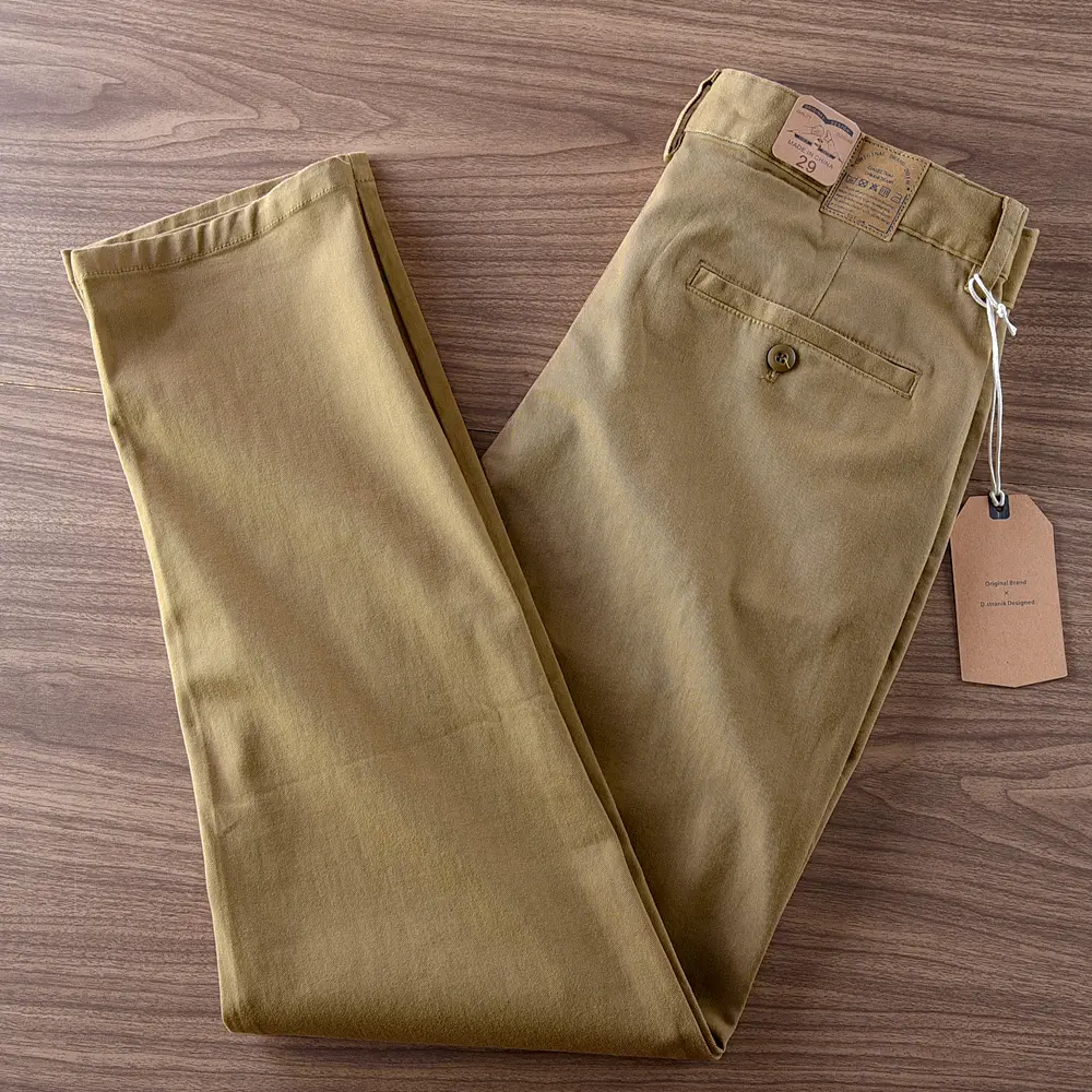 2024 Autumn New American Retro Heavyweight Cargo Pants Men's Simple 84% Cotton Washed Micro Elastic Straight Casual Trousers