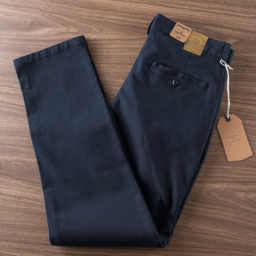 2024 Autumn New American Retro Heavyweight Cargo Pants Men's Simple 84% Cotton Washed Micro Elastic Straight Casual Trousers