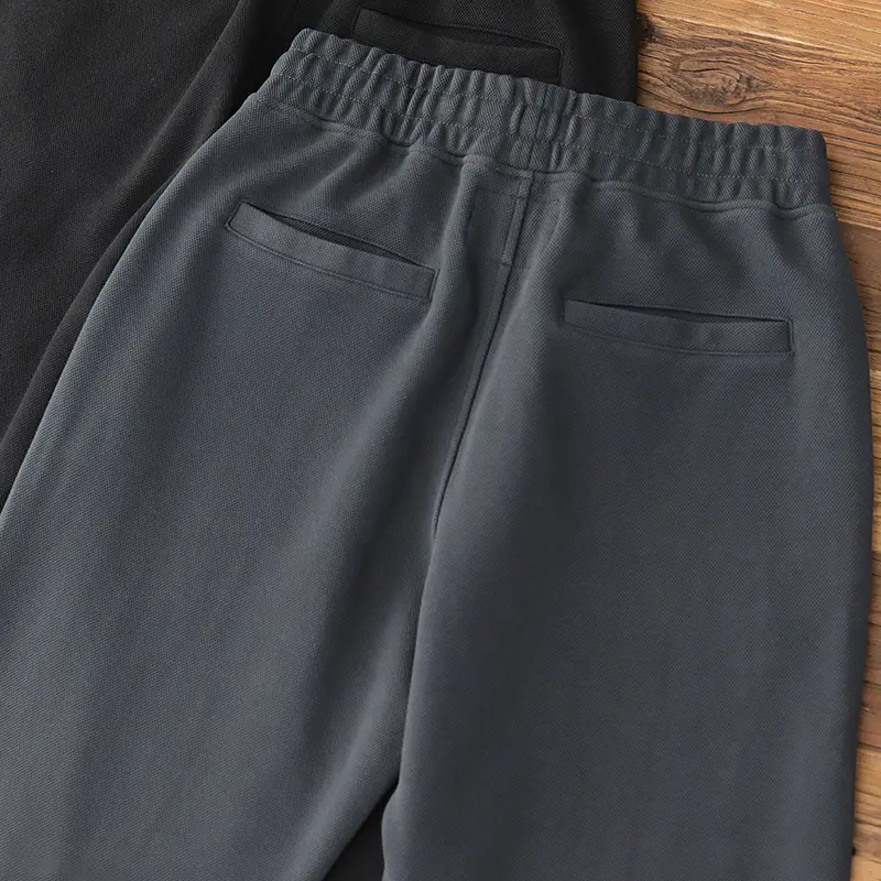 Autumn Winter New American Retro Thick Knitted Sweatpants Men's Simple Elastic Waist Drawstring Sport Casual Ankle-tied Pants