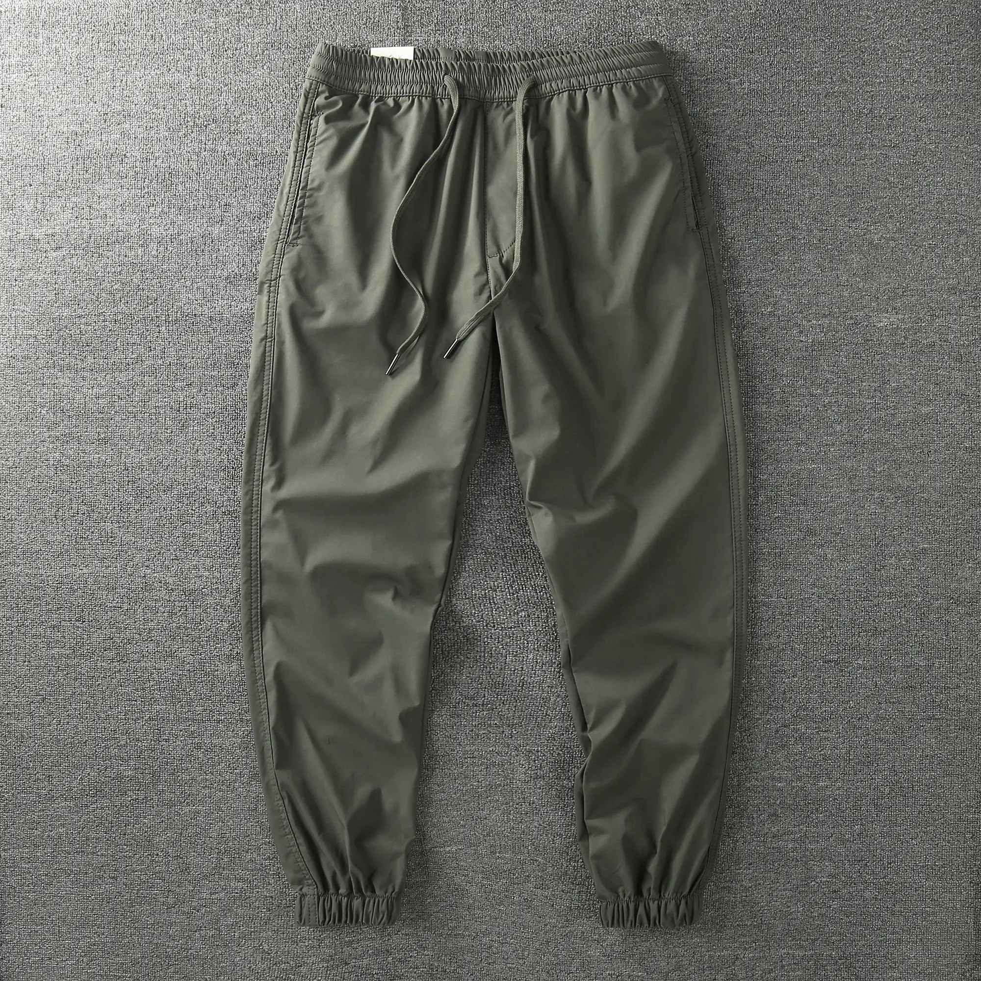 Autumn Winter New American Retro Thickened Cargo Pants with Velvet Men's Outdoor Casual Elastic Waist Ankle-tied Ninth Trousers