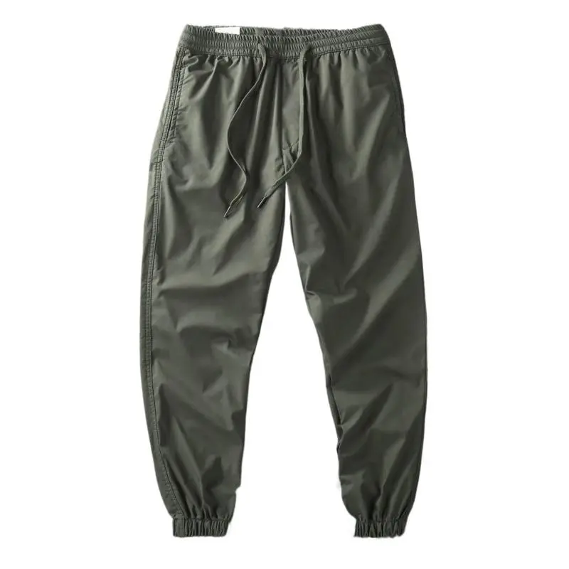 Autumn Winter New American Retro Thickened Cargo Pants with Velvet Men's Outdoor Casual Elastic Waist Ankle-tied Ninth Trousers