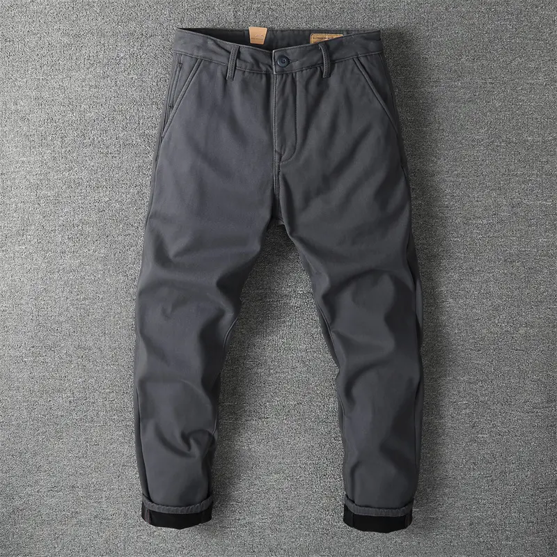 Autumn and Winter New Heavyweight Thickened Velvet Cargo Pants Men's Fashion Pure Cotton Loose Straight Tapered Casual Trousers
