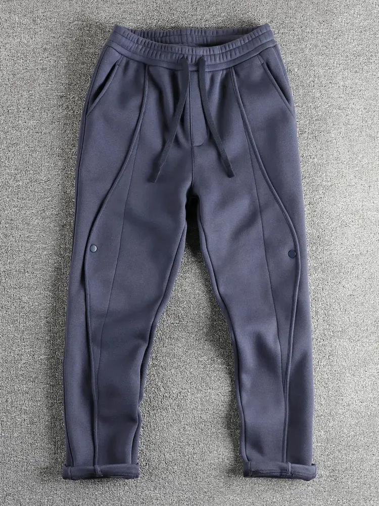 2024 Autumn and Winter New American Retro Thick Velvet Sweatpants Men's High Street Washed Drawstring Casual Loose Sports Pants