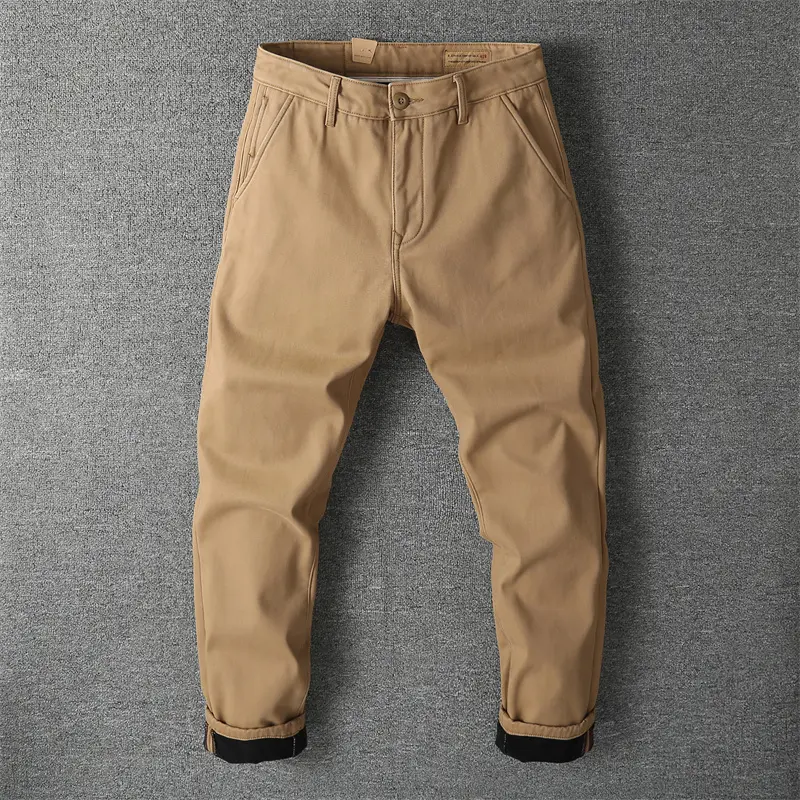 Autumn and Winter New Heavyweight Thickened Velvet Cargo Pants Men's Fashion Pure Cotton Loose Straight Tapered Casual Trousers