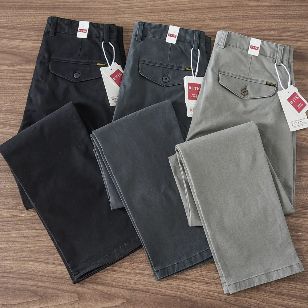2024 Spring and Autumn New American Retro Woven Twill Cargo Pants Men's Simple 97% Cotton Washed Slim Straight Casual Trousers