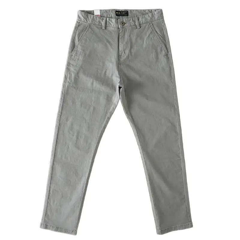 2024 Spring and Autumn New American Retro Woven Twill Cargo Pants Men's Simple 97% Cotton Washed Slim Straight Casual Trousers