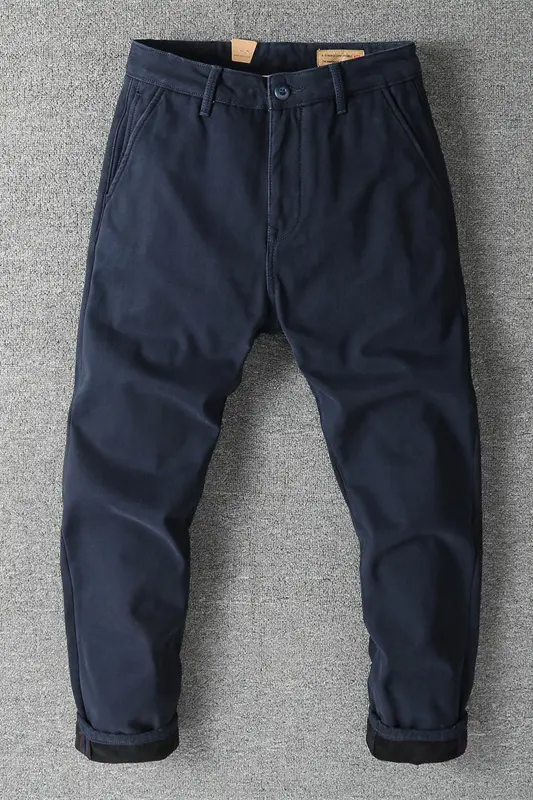 Autumn and Winter New Heavyweight Thickened Velvet Cargo Pants Men's Fashion Pure Cotton Loose Straight Tapered Casual Trousers