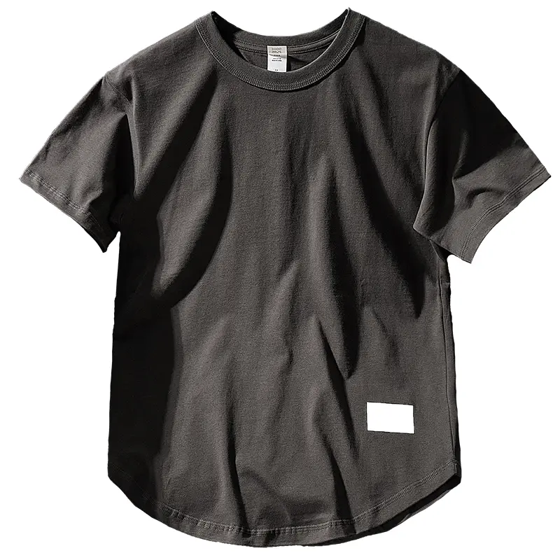 Summer American Retro 300g Heavyweight Half-sleeved O-neck Solid Color T-shirt Men's Simple 100% Cotton Washed Old Casual Tops