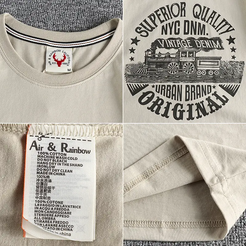 Summer American Retro Short-sleeved O-neck Locomotive Ptinted T-shirt Men's Fashion 100% Odell Cotton Washed Casual Sport Tops