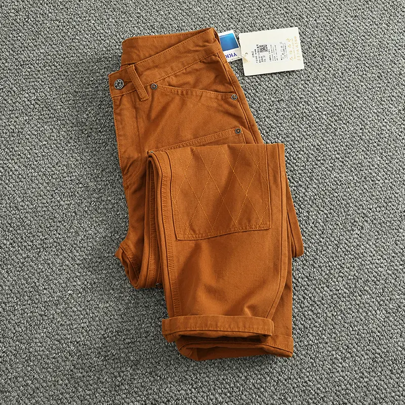 2025 Spring and Autumn New American Retro Heavyweight Patchwork Cargo Pants Men's Fashion Multi-pocket Casual Loose Trousers