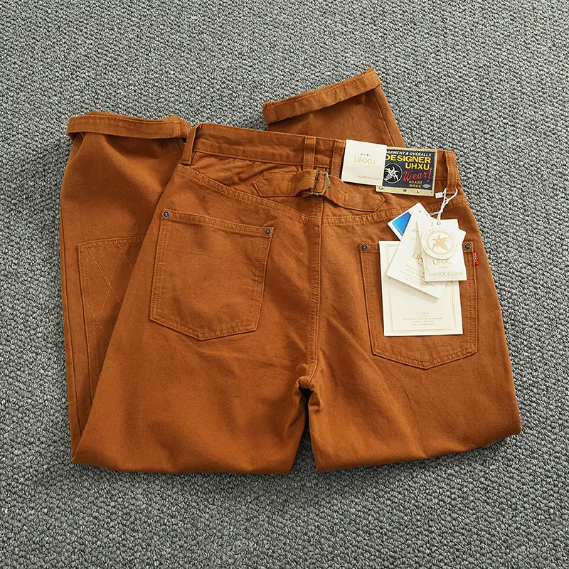 2025 Spring and Autumn New American Retro Heavyweight Patchwork Cargo Pants Men's Fashion Multi-pocket Casual Loose Trousers